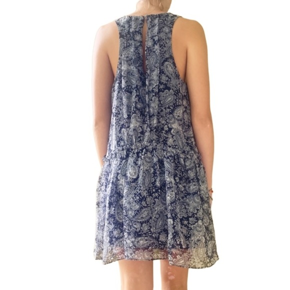 LIKELY Babydoll Dress 6 Georgette Navy White Paisley Coquette Girl Feminine - Picture 5 of 11